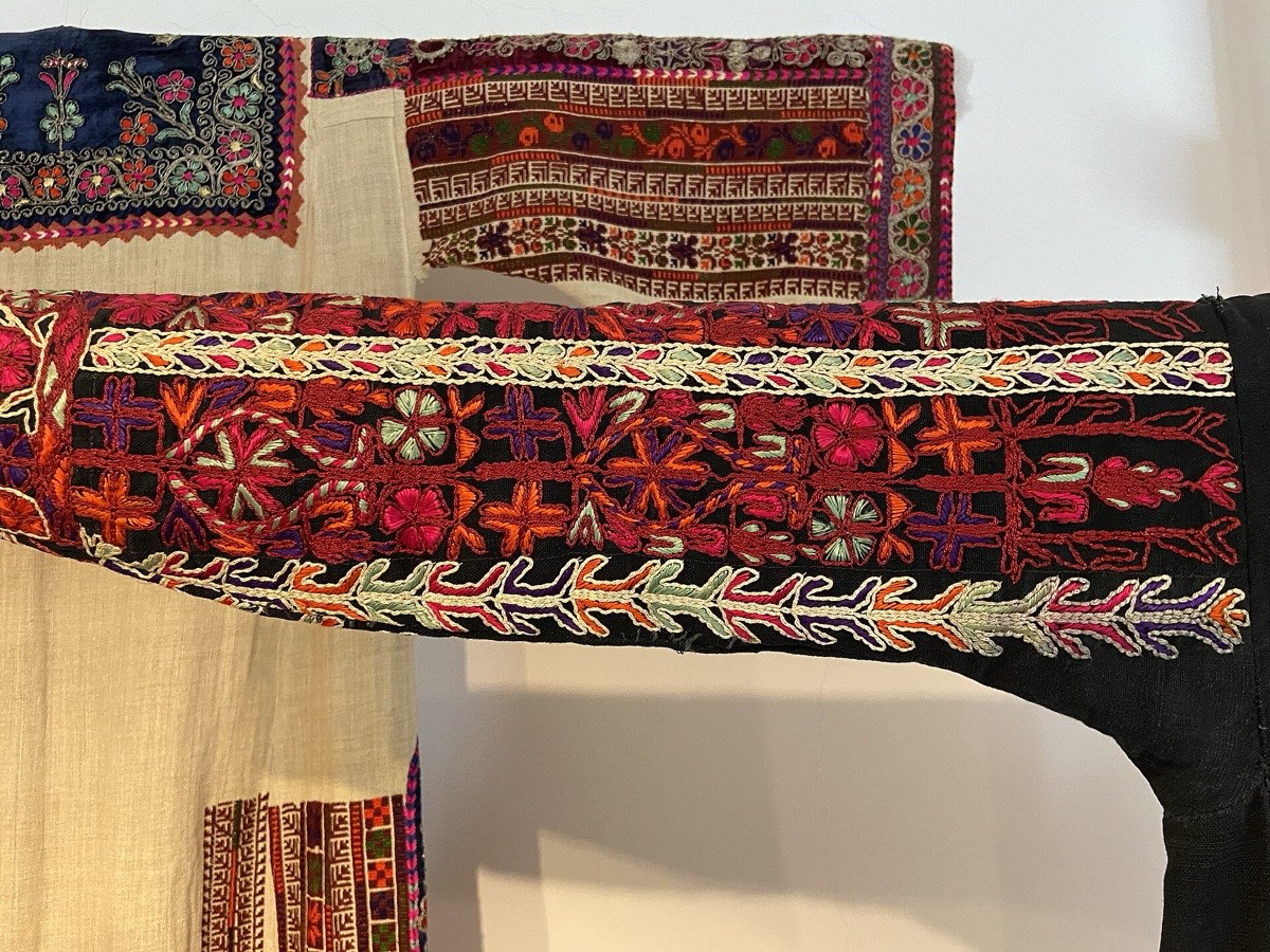 Palestinian tatreez embroidery on dress sleeves